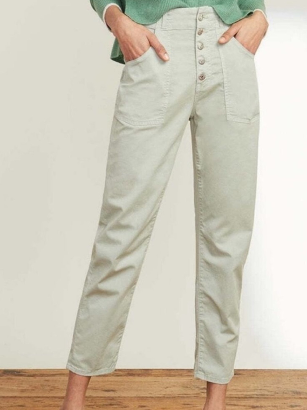 Veronica Beard Arya straight high rise cargo pants sage green 29